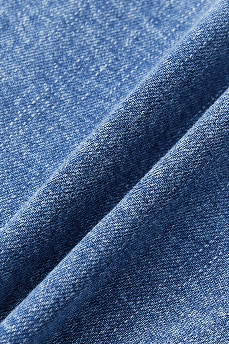 Patched Stitch Detail Barrel Leg Denim Overalls
