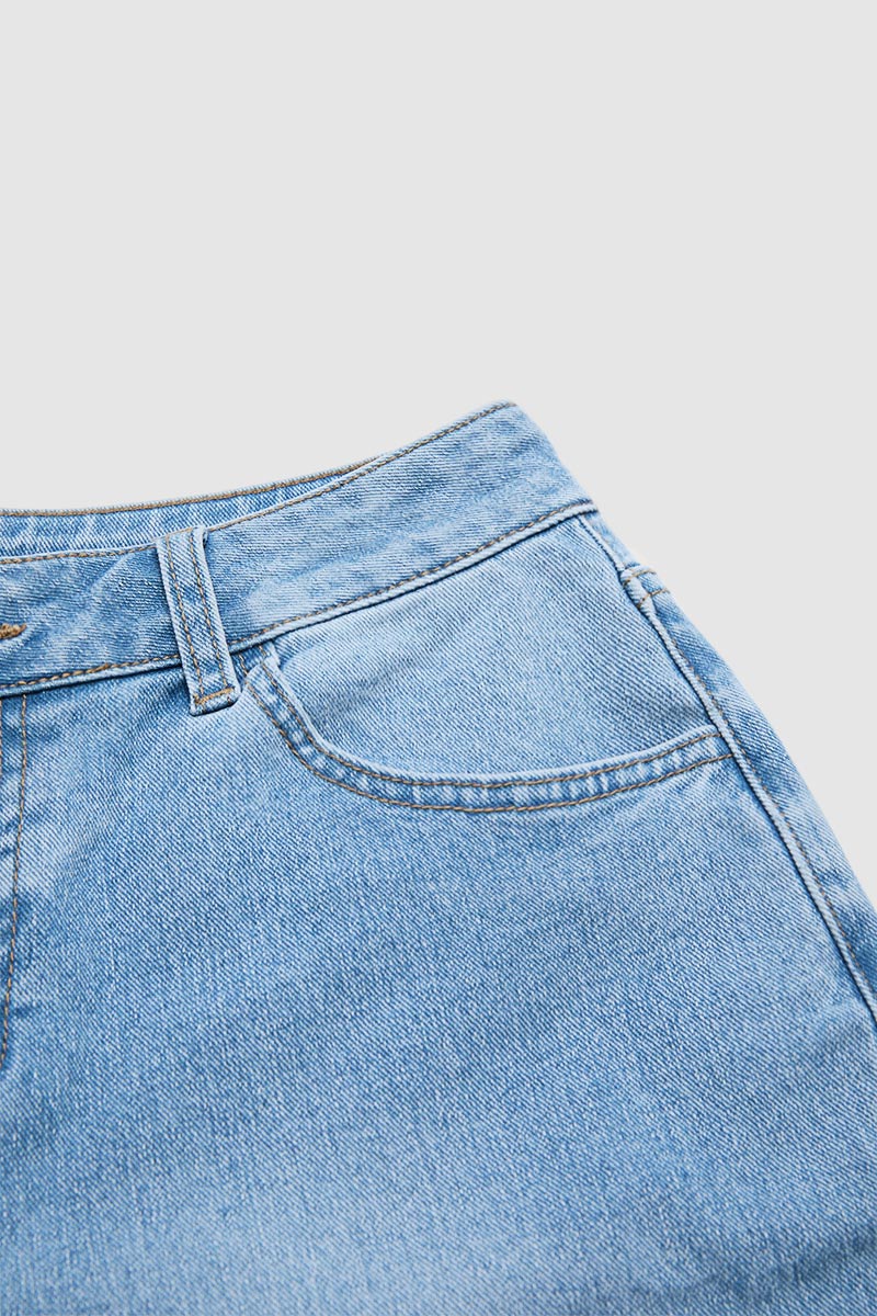 Wash Split Hem Mid Rise Wide Leg Crop Jeans