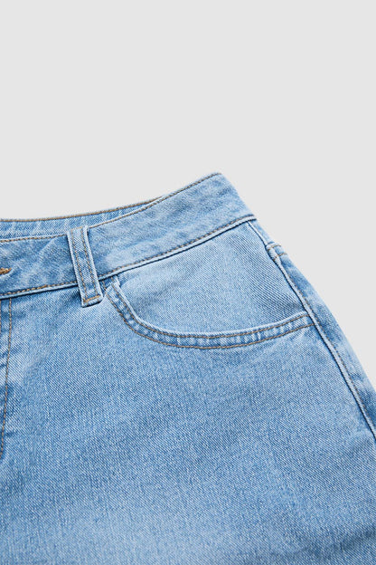Wash Split Hem Mid Rise Wide Leg Crop Jeans