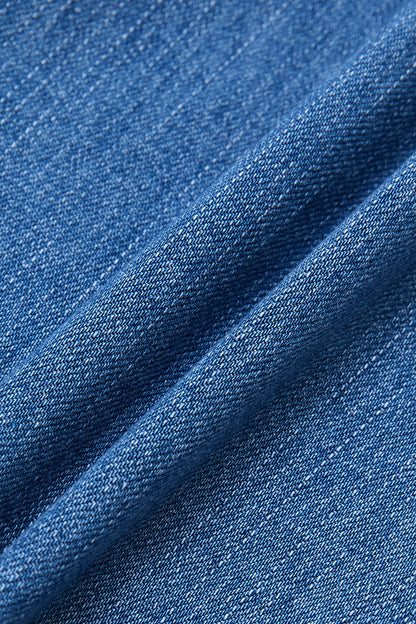 Wash Star Pattern Stitch Detail Mid Waist Bootcut Jeans Without Belt