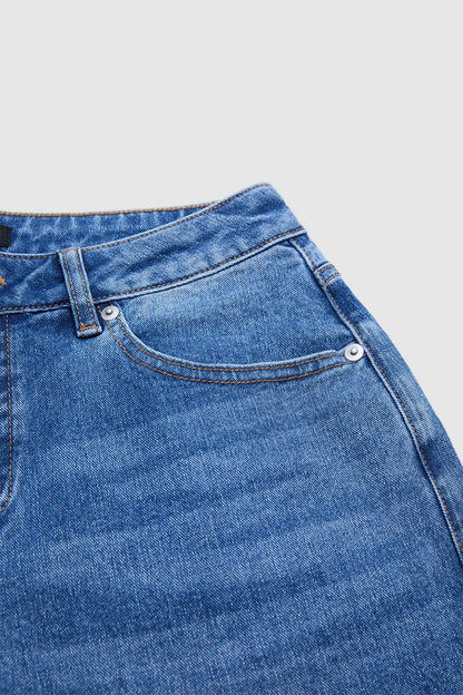Wash Buckle Hem Mid Rise Wide Leg Crop Jeans