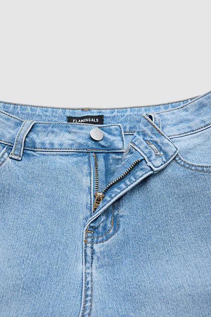 Wash Split Hem Mid Rise Wide Leg Crop Jeans