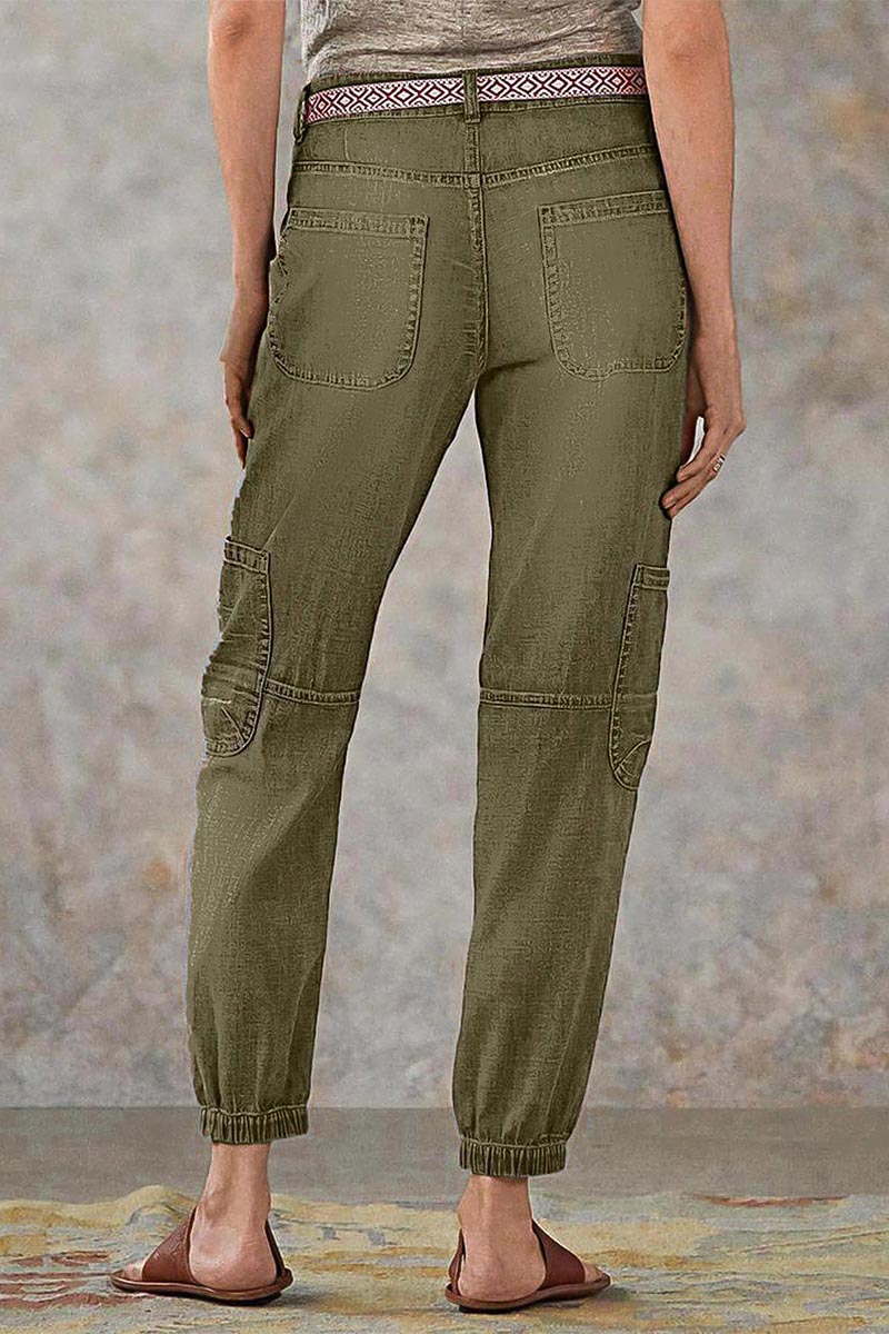 Multi Pocket Button Fly Mid Rise Straight Leg Crop Jeans Without Belt