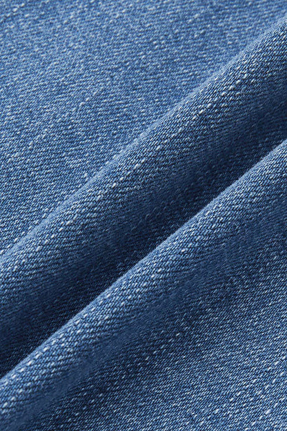 Stitch Detail Button Side Barrel Leg Denim Crop Overalls