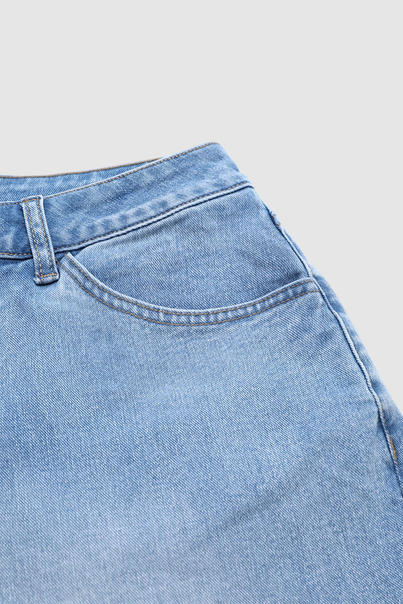 Wash Stitch Detail Mid Waist Tapered Crop Jeans