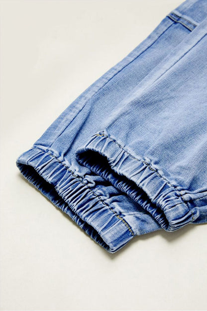Multi Pocket Button Fly Mid Rise Straight Leg Crop Jeans Without Belt
