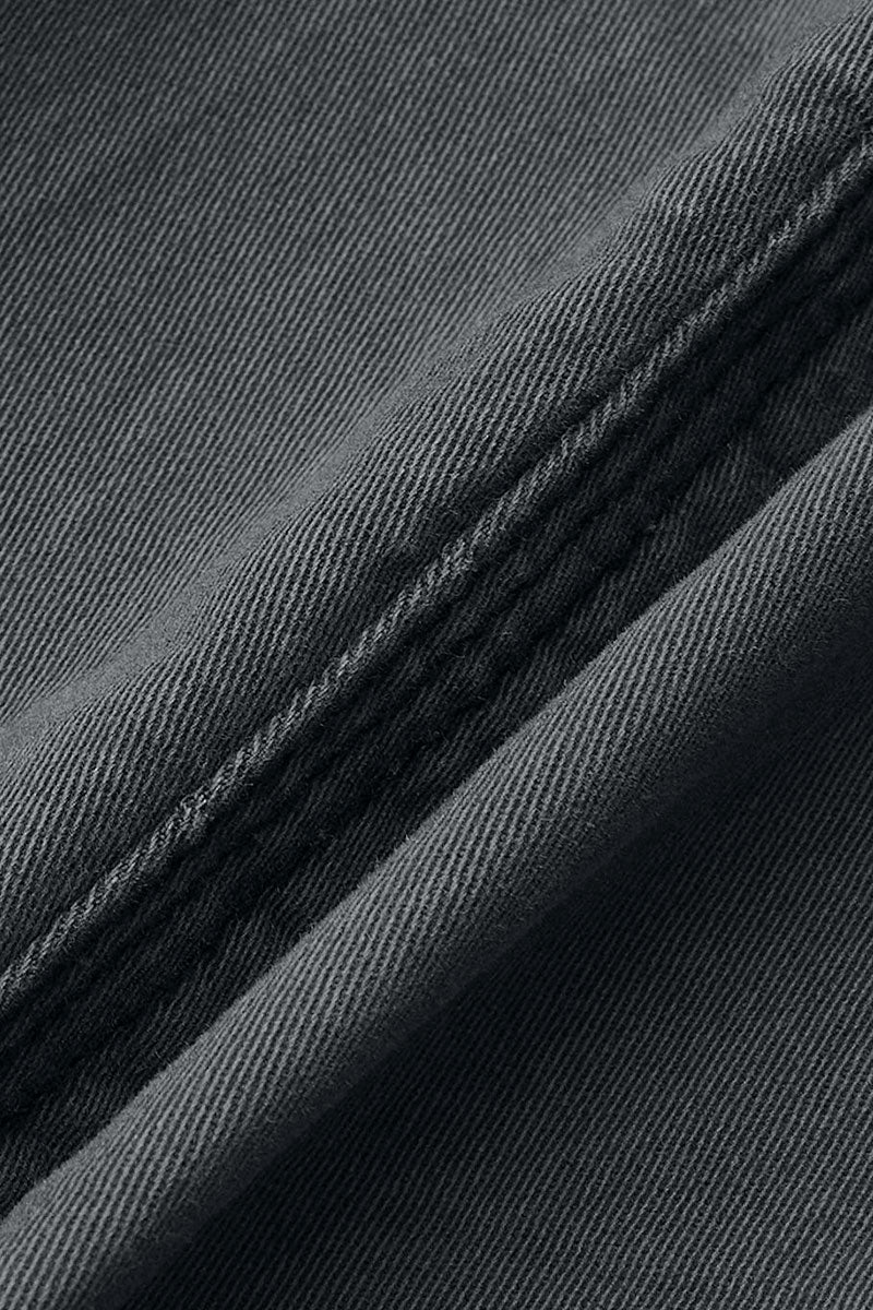 Solid Stitch Detail Mid Rise Straight Leg Cargo Pants Without Belt