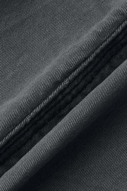 Solid Stitch Detail Mid Rise Straight Leg Cargo Pants Without Belt