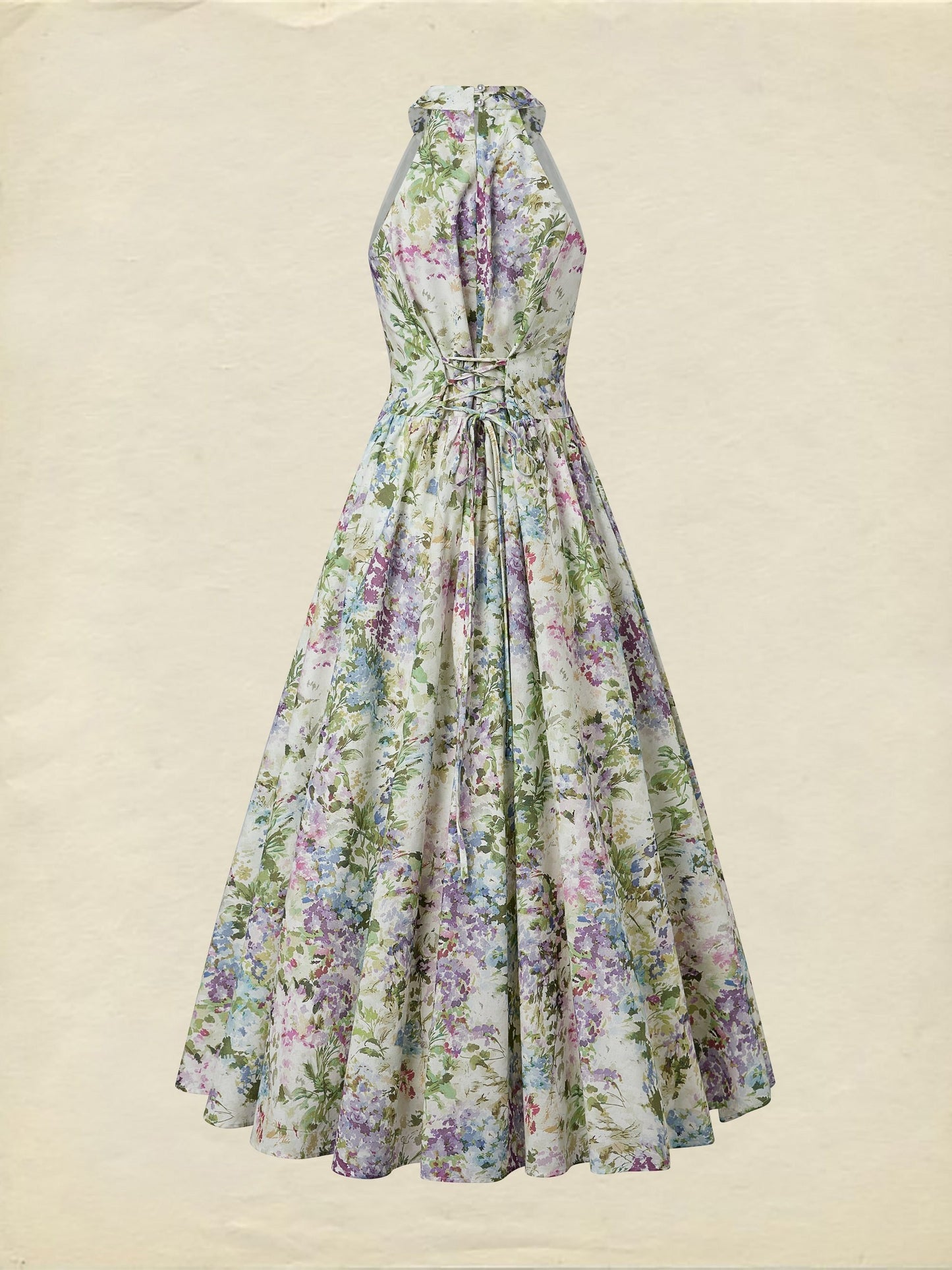 Robe longue en coton, sans manches, dos nu, motif floral, vacances, vintage, blanc
