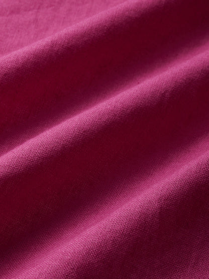 Robe longue en lin, manches courtes, col en V, unie, dentelle, vintage, rouge rosé