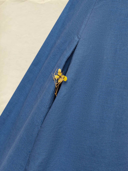 Robe longue en lin, sans manches, asymétrique, unie, avec ceinture, style vintage français, bleu roi