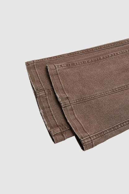 Flap Pocket Stitch Detail Mid Waist Flared Pants Without Belt