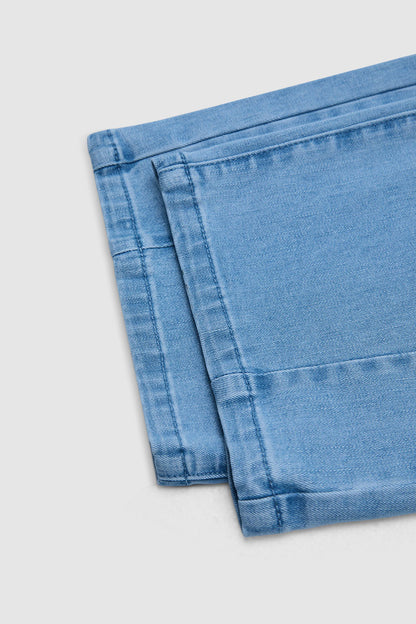 Wash Contrast Stitch Patch Pocket Mid Rise Barrel Leg Crop Jeans Without Belt