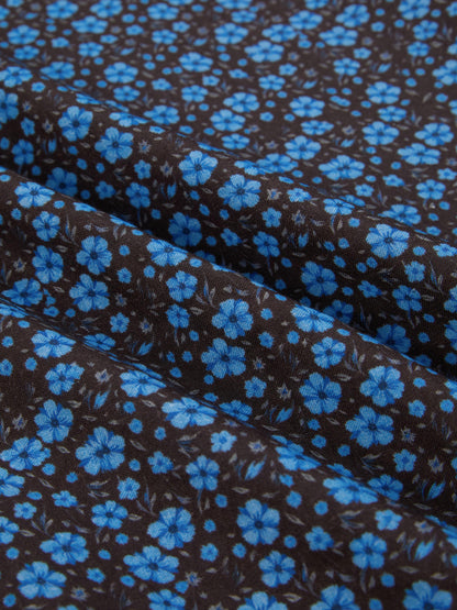 Robe longue en coton, sans manches, col en V, motifs floraux, dentelle, vintage, bleue