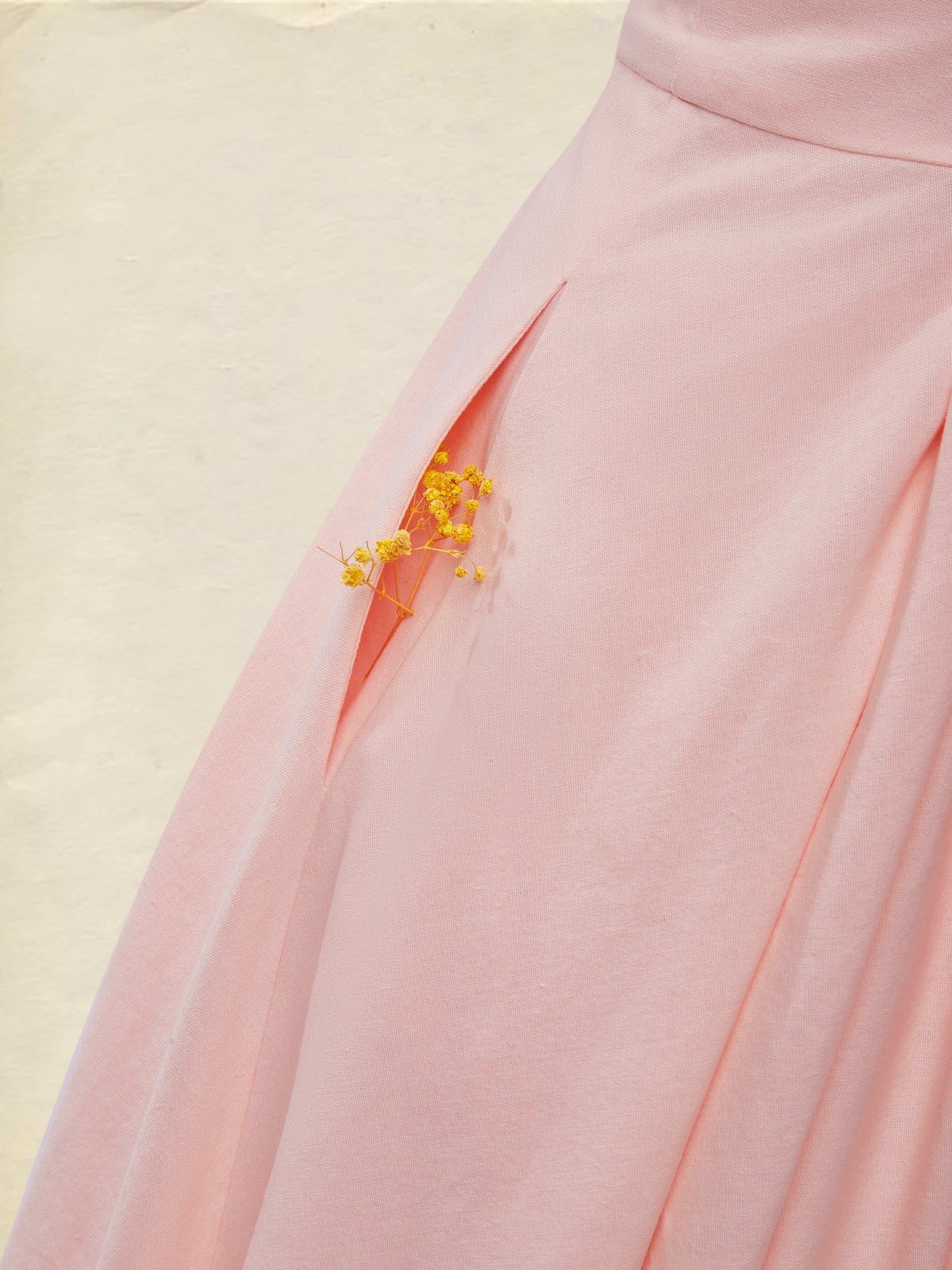 Robe midi en lin, manches trois-quarts, col en V, unie, vintage, rose