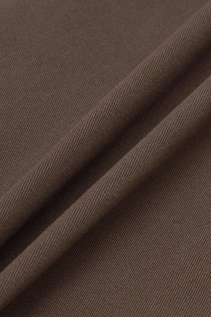 Solid Seam Front Pleated Elastic Back Mid Waist Wide Leg Pants