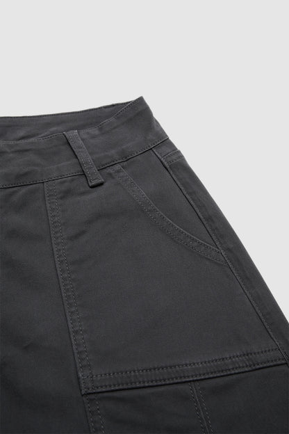 Solid Stitch Detail Pleated Barrel Leg Mid Waist Pants