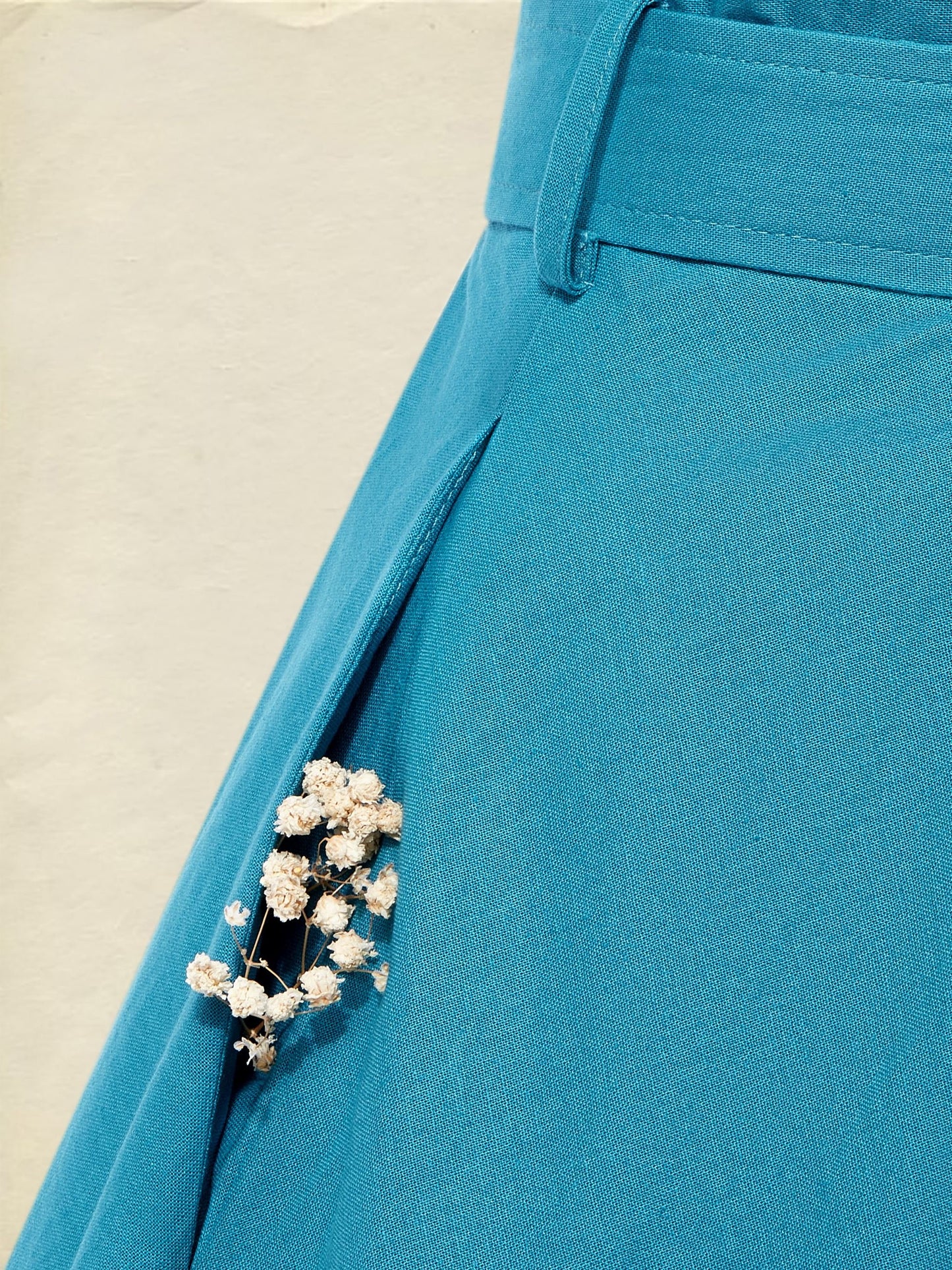 Robe midi en lin, manches courtes, col châle, unie, avec ceinture, vintage, cyan
