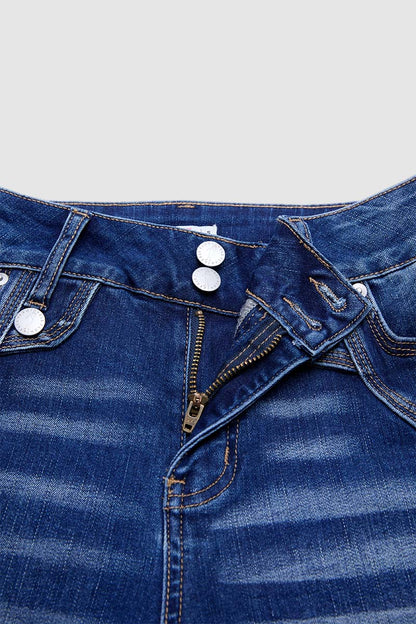 Wash Stitch Detail Mid Waist Bootcut Jeans