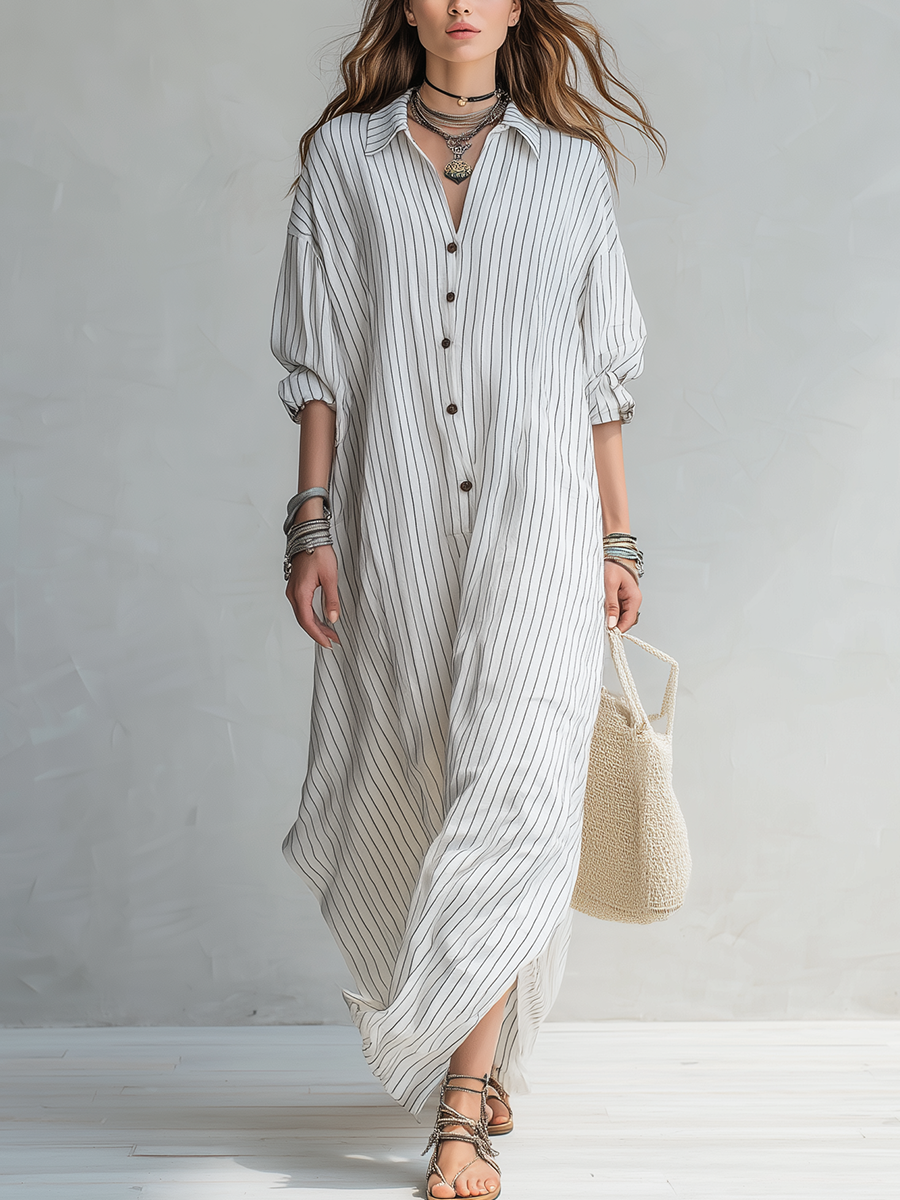 Robe chemise rayée simple