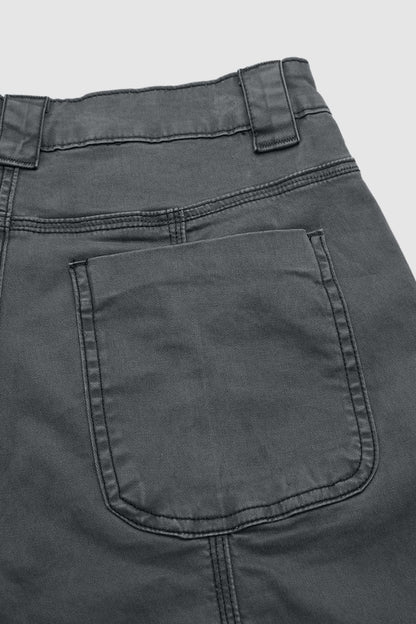 Solid Stitch Detail Mid Rise Straight Leg Cargo Pants Without Belt