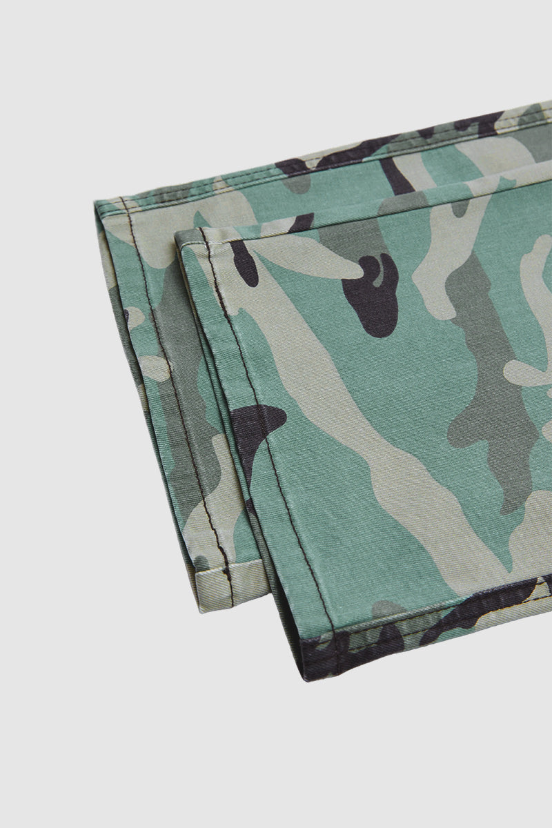 Camo Print Flap Pocket Mid Waist Straight Leg Cargo Pants