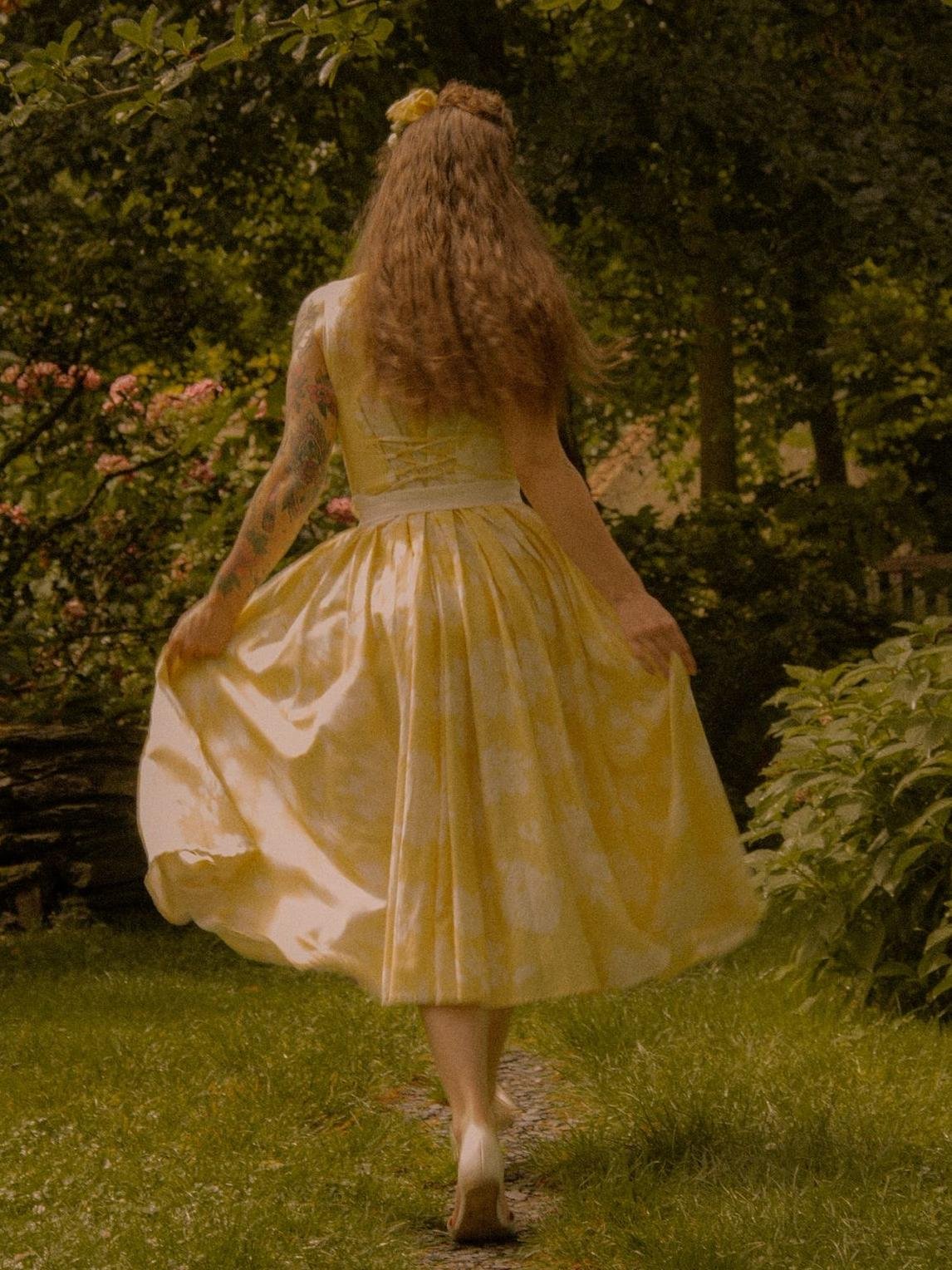 (TAILLES:TP-XXL) Robe Midi en Lin, Sans Manches, Mélange de Lin, Imprimé Floral, Renaissance