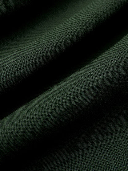 Robe longue en lin, manches longues, col rond, laçage, mélange de lin, vert foncé