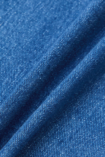 Asymmetrical Button Decor Stitch Decor Mid Waist Straight Leg Jeans