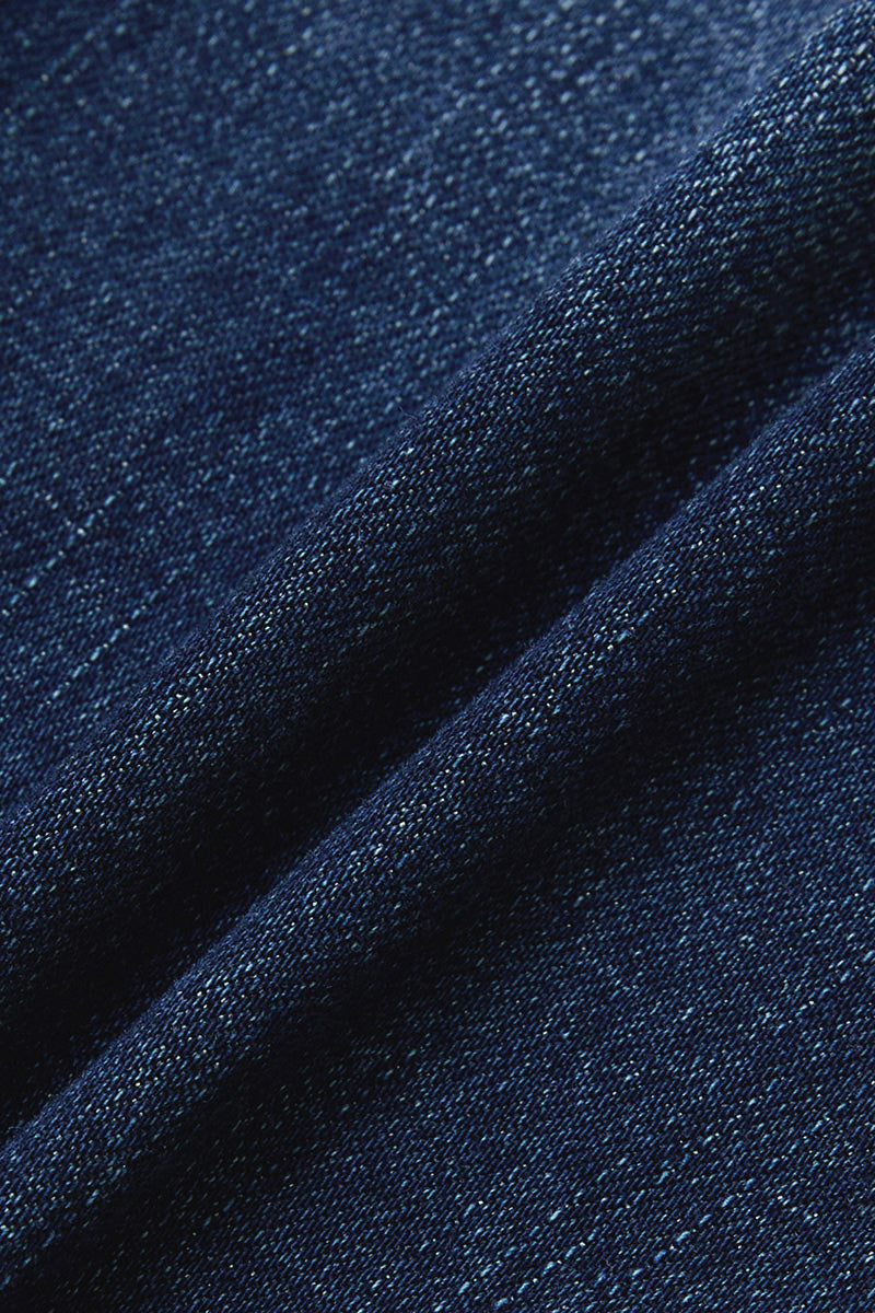 Ripped Roll Hem Dual Button Mid Rise Capri Skinny Jeans