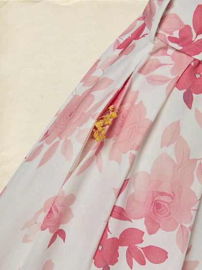 Robe longue en coton, sans manches, à fleurs, ceinture décorative, vacances, vintage, rouge