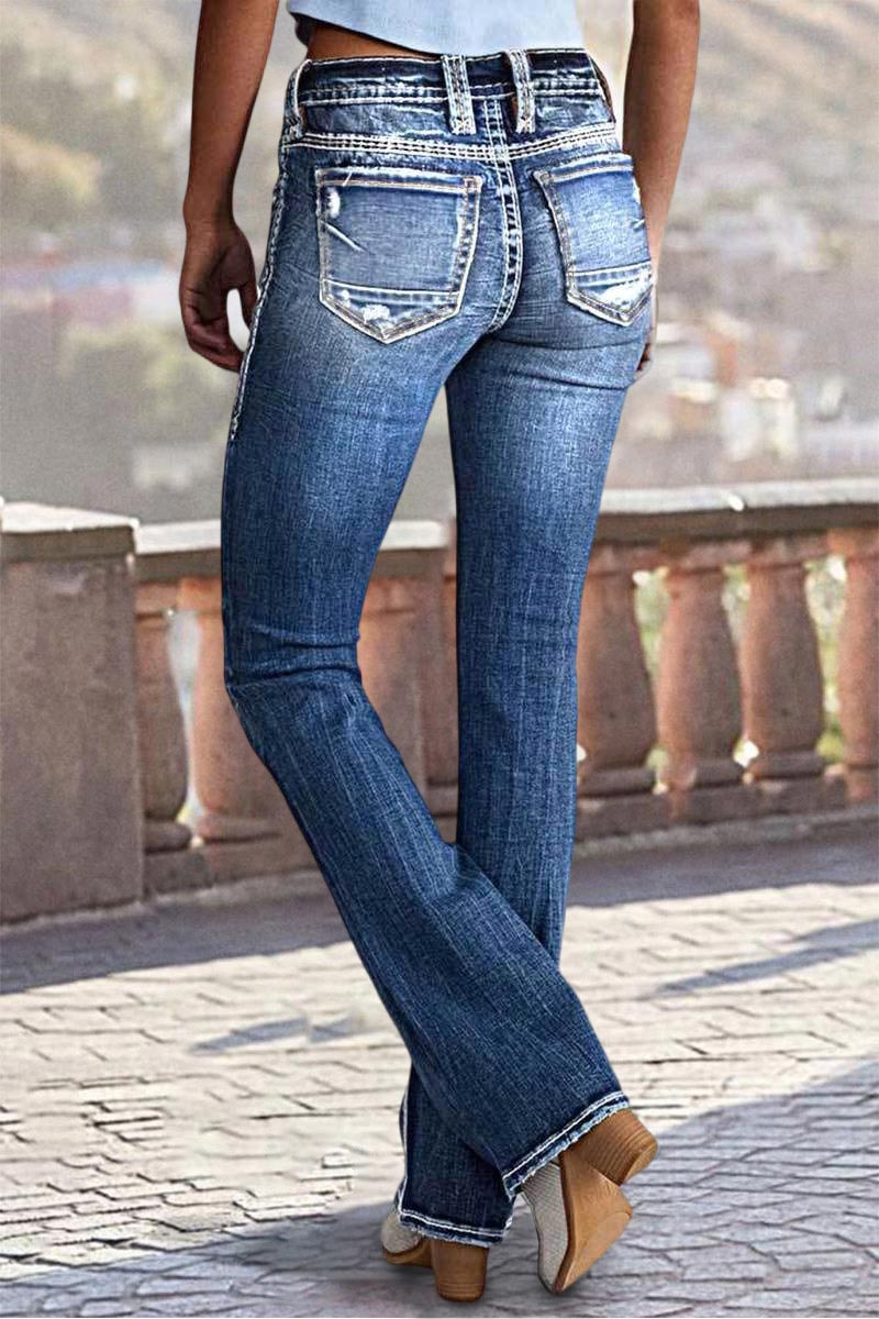 90s Vintage Slant Pocket Mid Waist Bootcut Jeans
