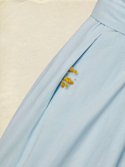 Robe longue en coton, manches courtes, col en V, unie, dentelle, vintage français, bleu aqua