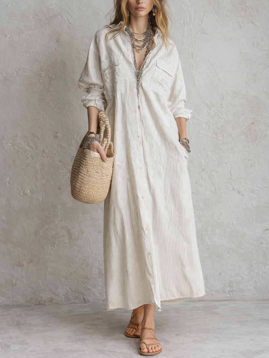 Robe chemise rayée décontractée