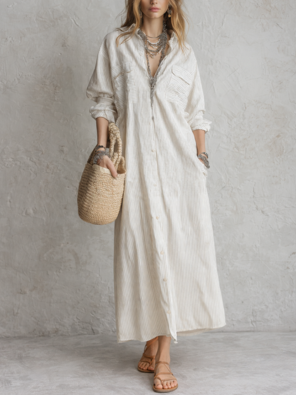Robe chemise rayée décontractée