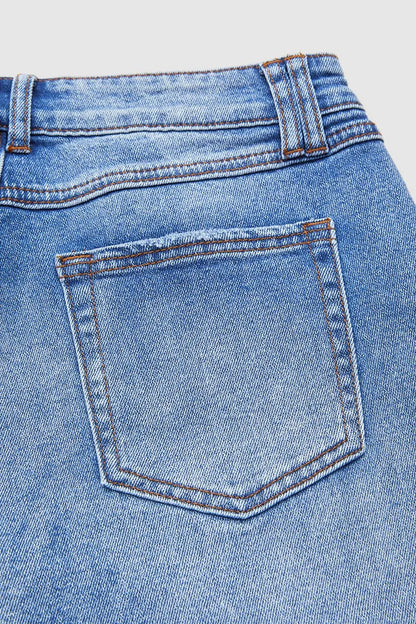 Wash Mid Waist Straight Leg Jeans