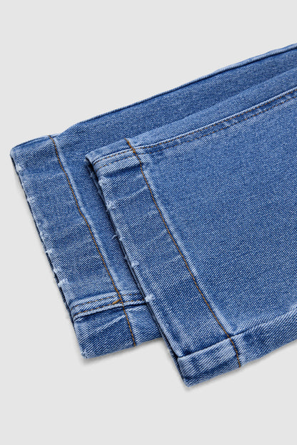 Stitch Detail Mid Waist Straight Leg Crop Jeans