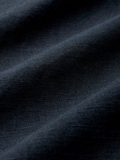 Robe longue en lin, manches courtes, col rond, unie, poches, style vintage français, bleue