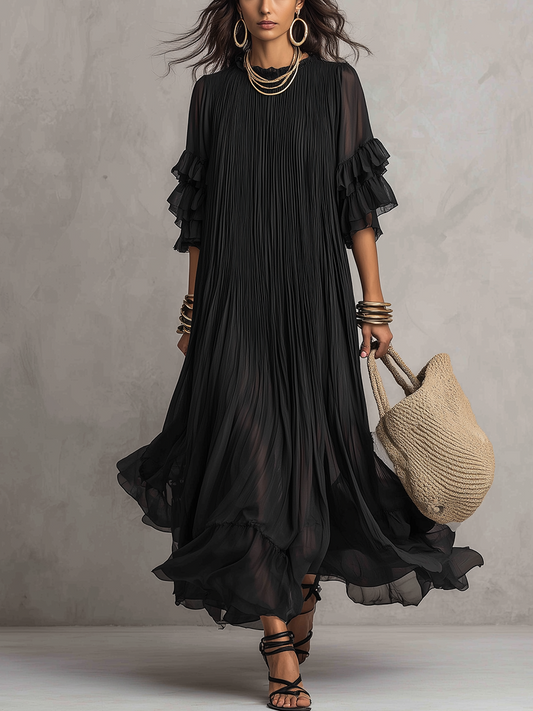 Robe longue bohème plissée et transparente élégante