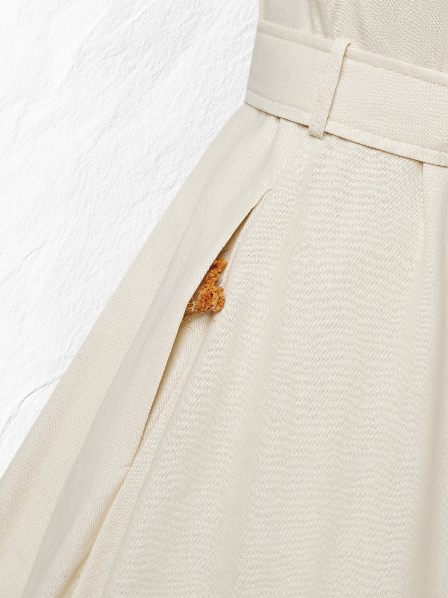 Robe longue en coton, manches ballon, col en V, unie, avec ceinture, vintage, kaki