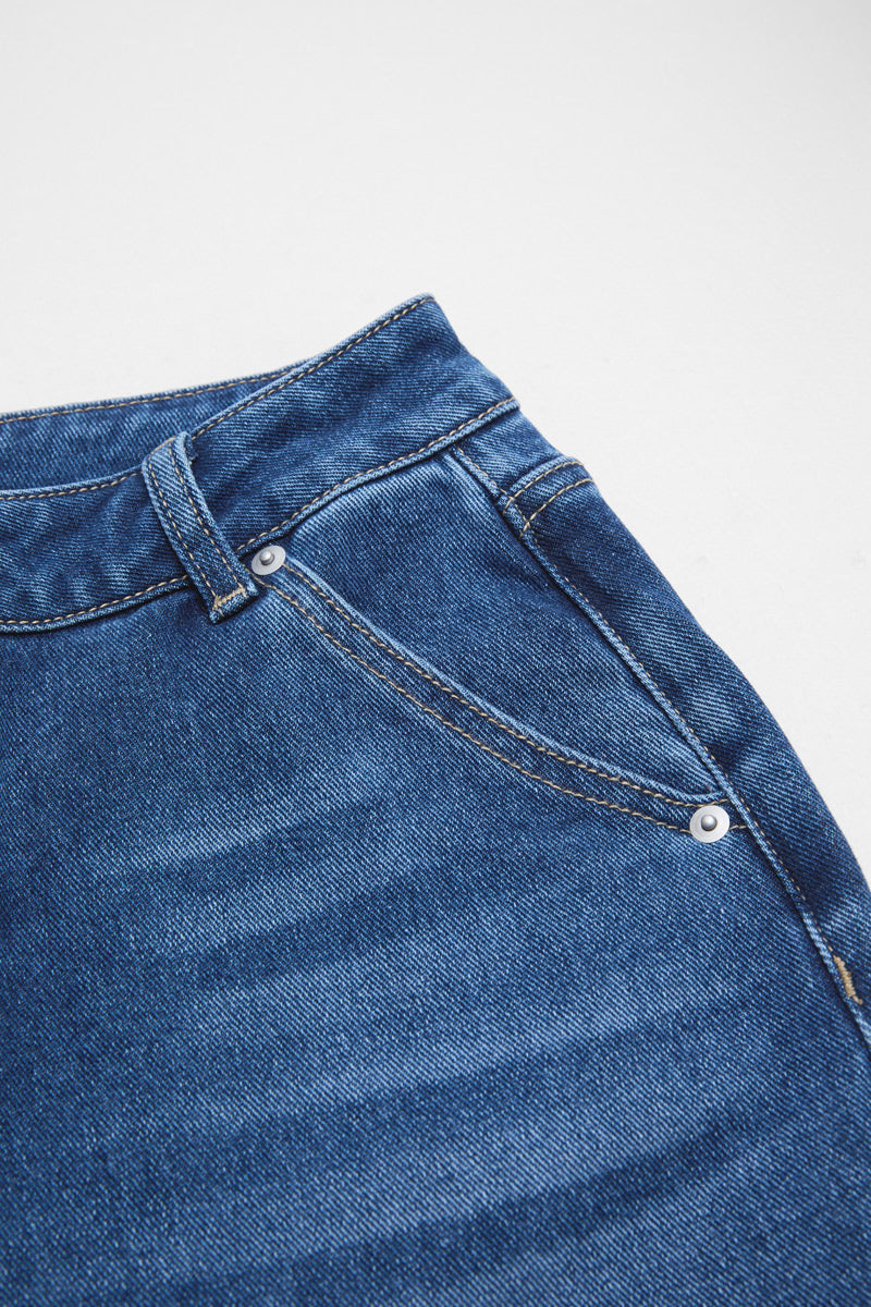 Wash Tulip Hem High Rise Straight Leg Crop Jeans