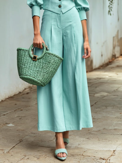 Pantalon en coton, uni, avec poches, vintage, neuf