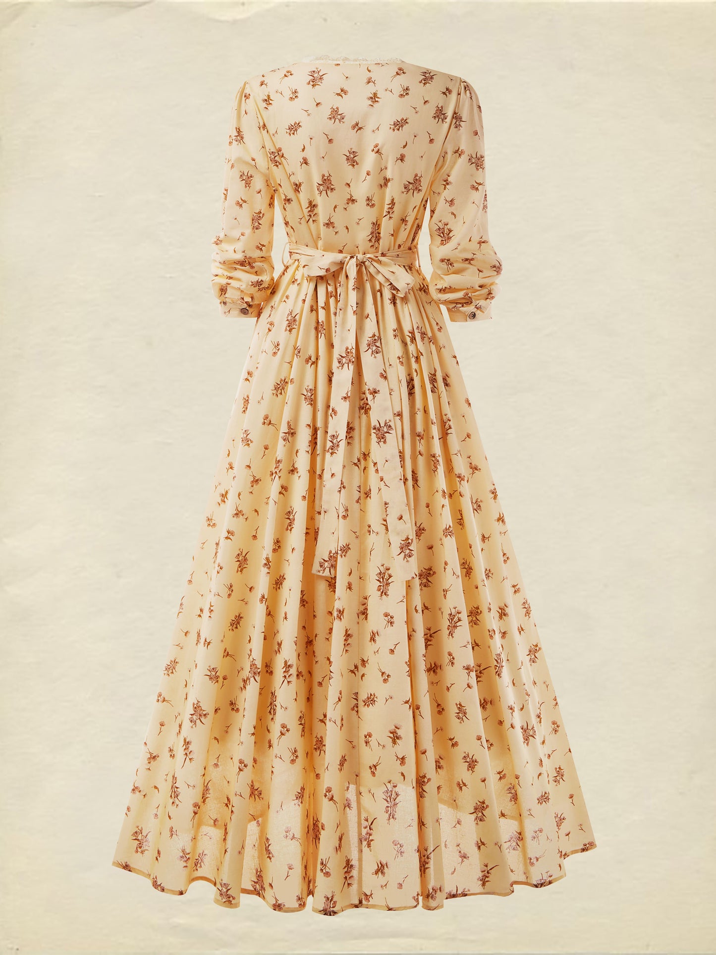 Robe longue en lin, manches longues, col en V, style cottagecore, mélange de lin, couleur abricot