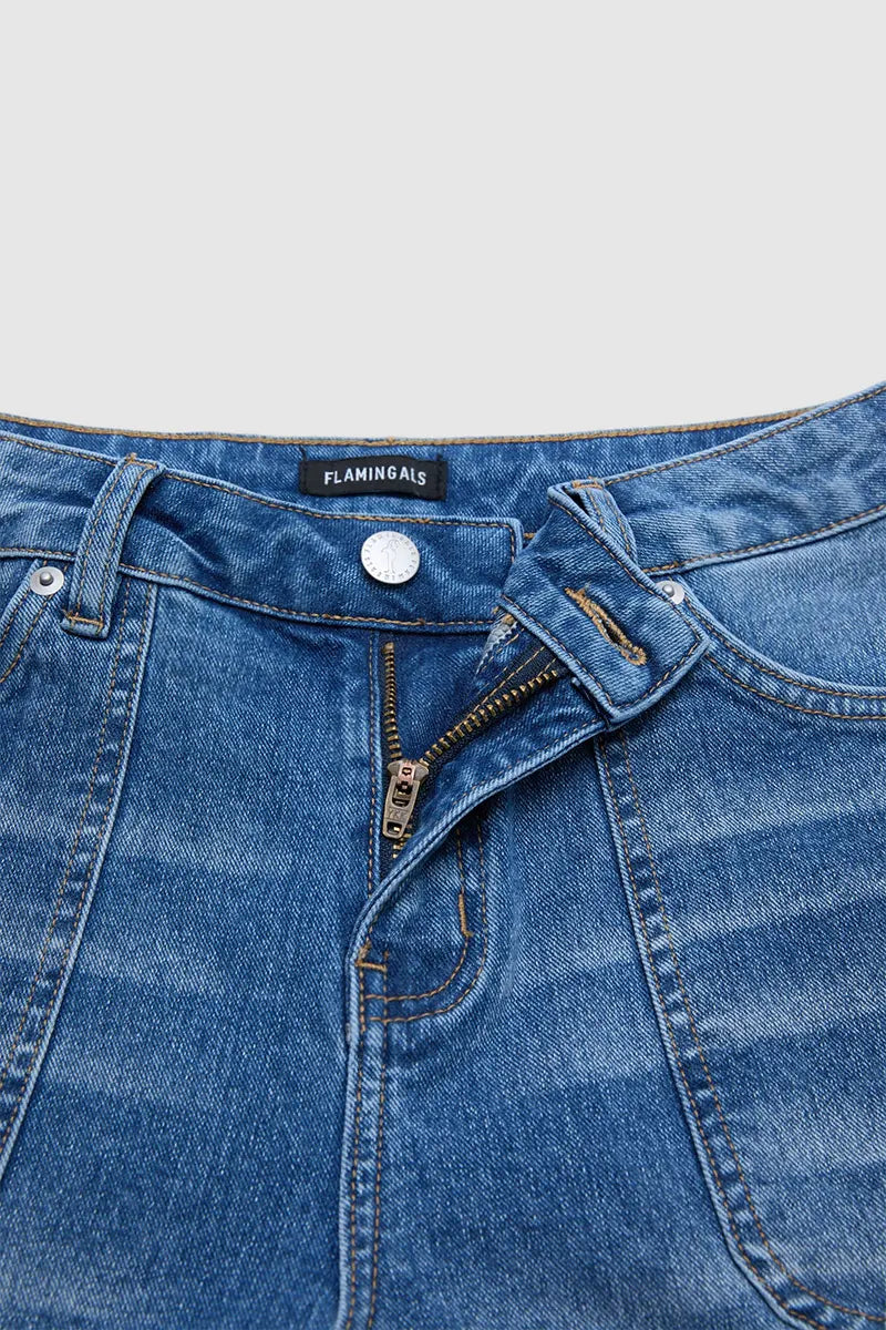 Wash Ripped Raw Hem Mid Rise Straight Leg Crop Jeans