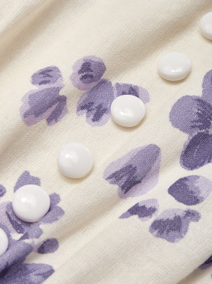 Robe longue en lin, décontractée, florale, avec poches brodées, col rond, ceinture, manches mi-longues, violette, style vintage