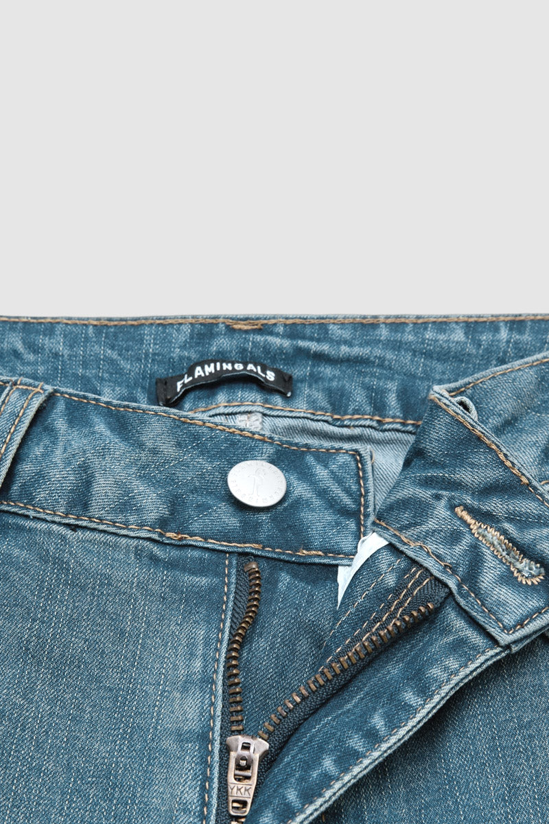 Wash Pleated Mid Rise Capri Tapered Jeans Without Belt