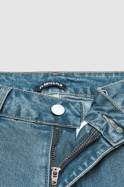 Wash Pleated Mid Rise Capri Tapered Jeans Without Belt