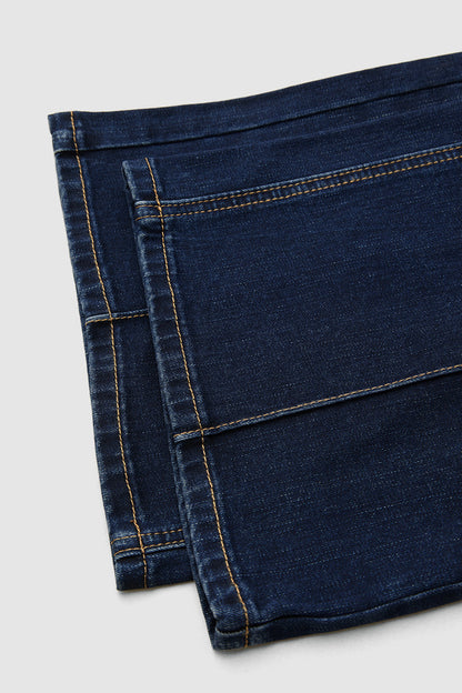 Wash Seam Front Mid Rise Straight Leg Jeans