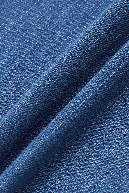 Roll Hem Dual Button High Waist Straight Leg Capri Jeans