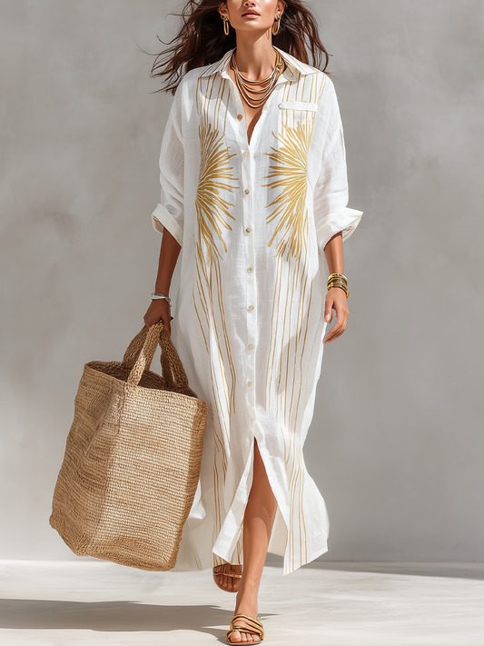 Robe longue élégante à imprimé soleil